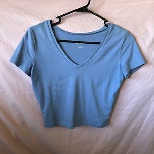 V neck crop top blueish grey Wild Fable S